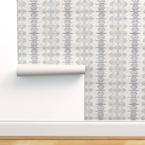 Peel-and-Stick Removable Wallpaper Shibori Indigo Blue Stripes Navy Geometric Peel-and-Stick Removable Wallpaper Shibori Indigo Blue Stripes Navy Geometric